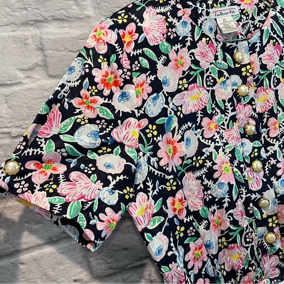 Vintage Talbots Size 10 Floral Print Button Up Belted Short Sleeve Maxi Dress - Picture 6 of 12